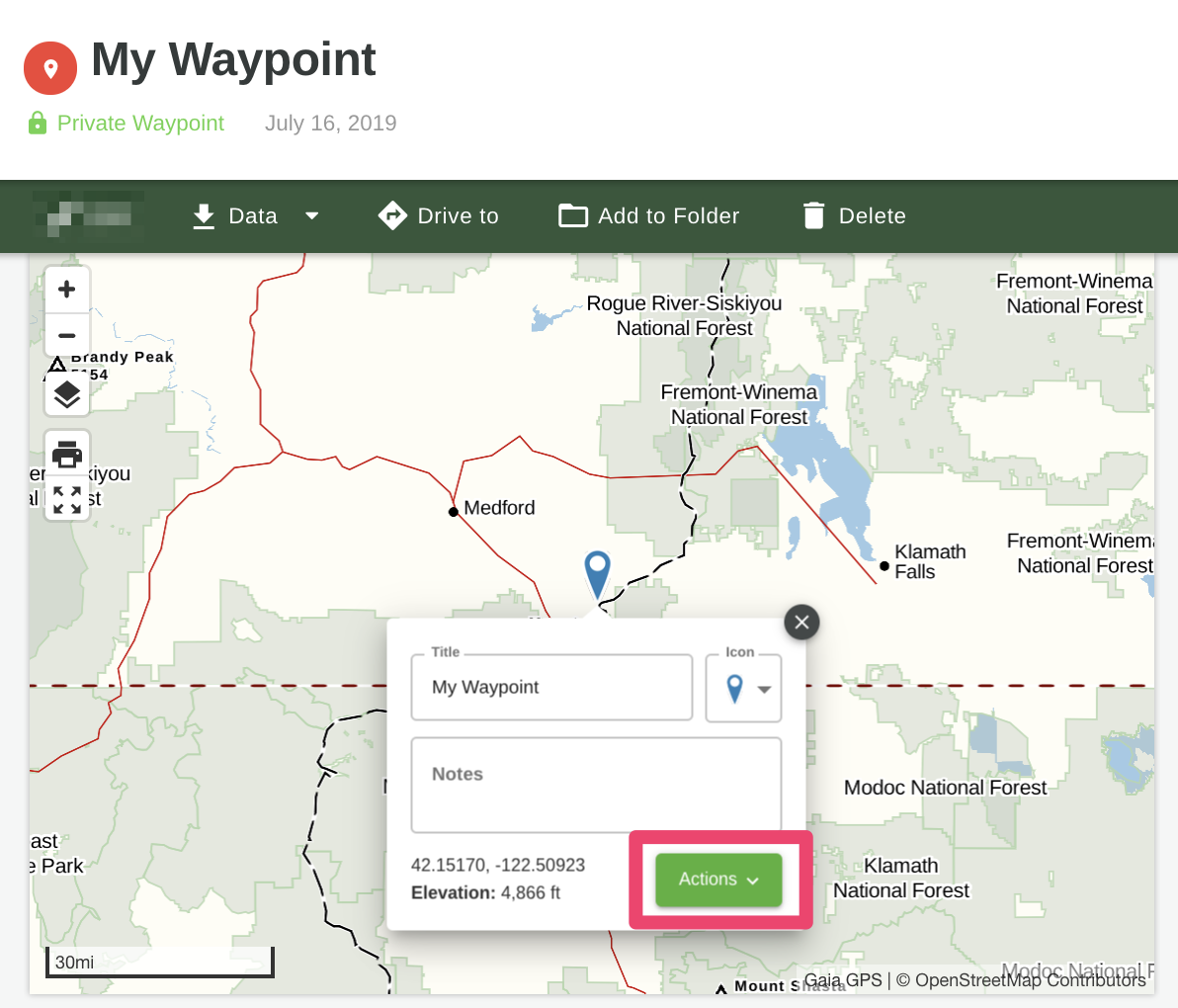 Edit Waypoints on Gaia GPS
